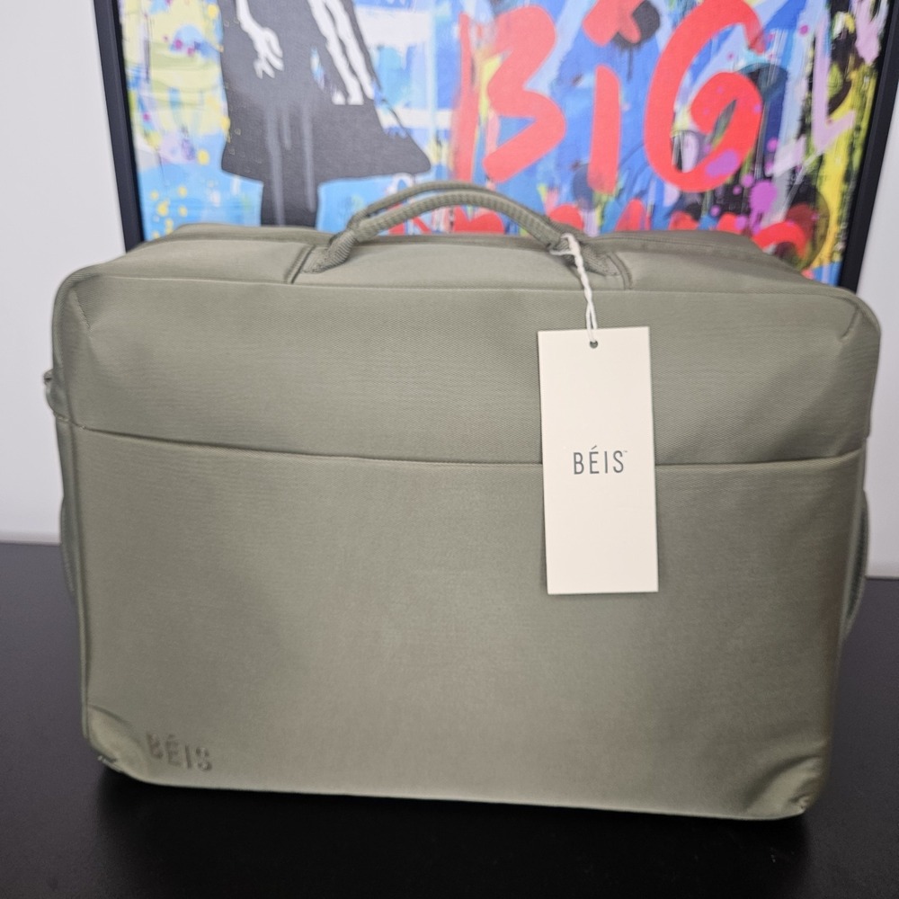 NWT Beis The Ultimate Travel Duffle Soft Side Carry On Suitcase Olive Green